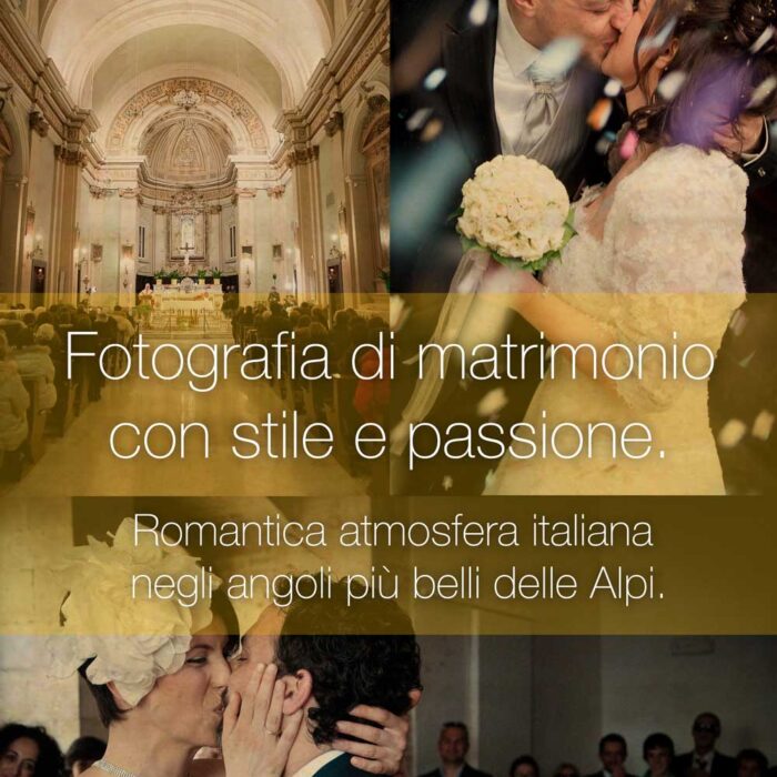 Fotografia di matrimonio con stile e passione. Romantica atmosfera italiana negli angoli più belli delle Alpi.